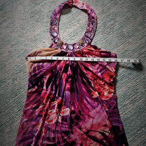 Boston Proper Tropical Jeweled Halter Top